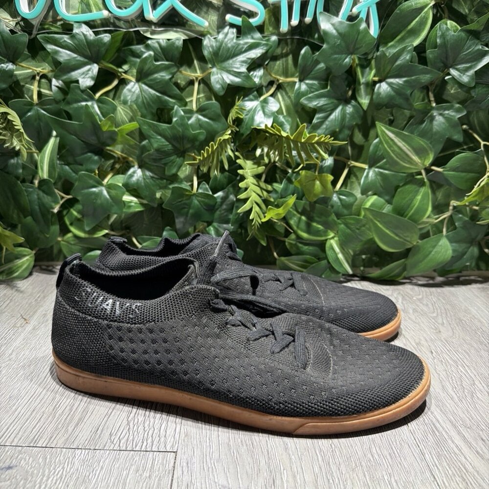 Suavs The Zilker Black Gum Knit Low Top Sneakers Men's Size 9.5 Lace Up Shoes